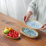 צלחות קרמיקה עבודת יד - מגש פירות קרמיקה - לבנות מצוירות ומעוצבות להגשה ואירוח