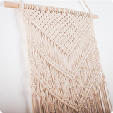 מקרמה לקיר בעבודת יד בצבע לבן קישוט בוהו שיק דקורטיבי לבית