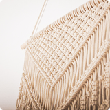 מקרמה לקיר בעבודת יד בצבע לבן קישוט בוהו שיק דקורטיבי לבית