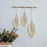 עלה מקרמה קטן | מקרמה נוצות | קישוט לקיר בוהו | אביזרי נוי לחדר שינה