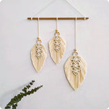 עלה מקרמה קטן | מקרמה נוצות | קישוט לקיר בוהו | אביזרי נוי לחדר שינה