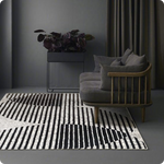 שטיח מלבני | שטיח אפור בהיר שחור פסים | שטיח רצפה לסלון ולמשרדים